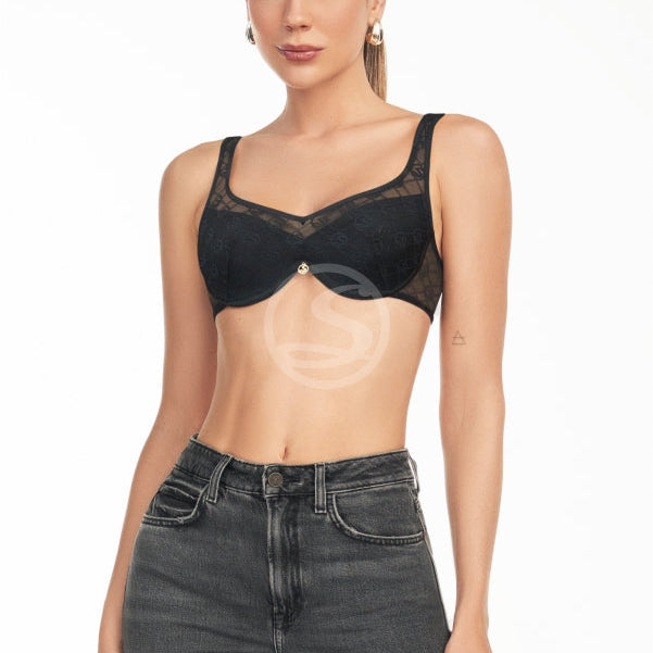 Fioré Black Bralette Logo Mania Santísimas Ref. S-629