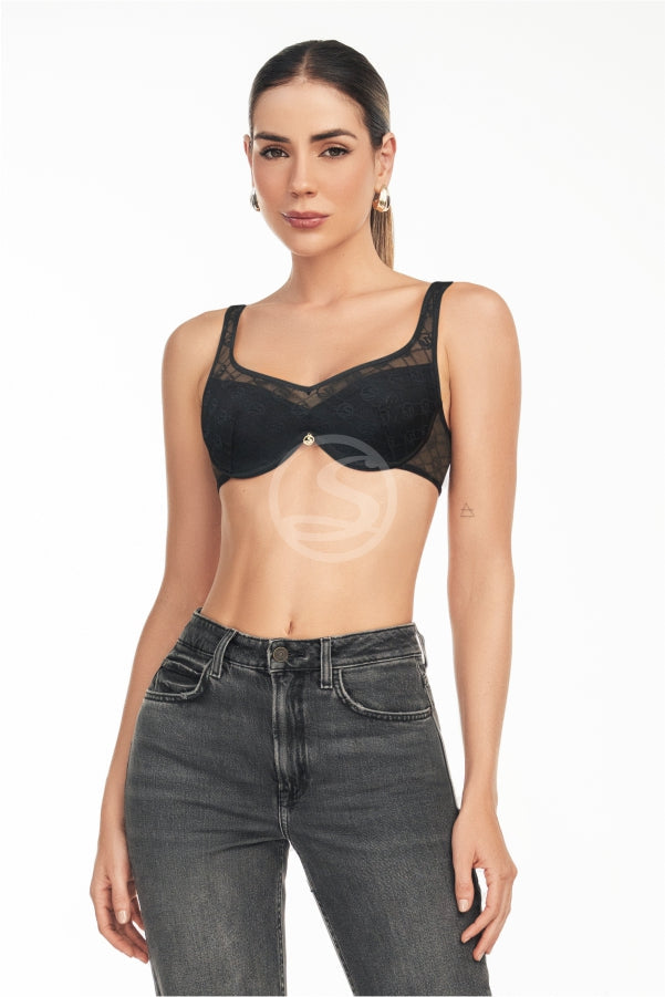Fioré Black Bralette Logo Mania Santísimas Ref. S-629