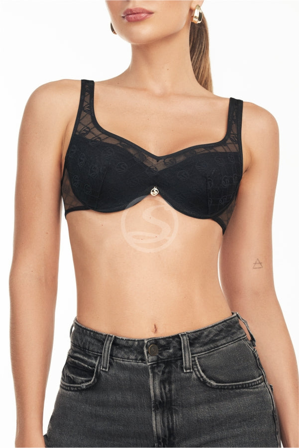 Fioré Black Bralette Logo Mania Santísimas Ref. S-629