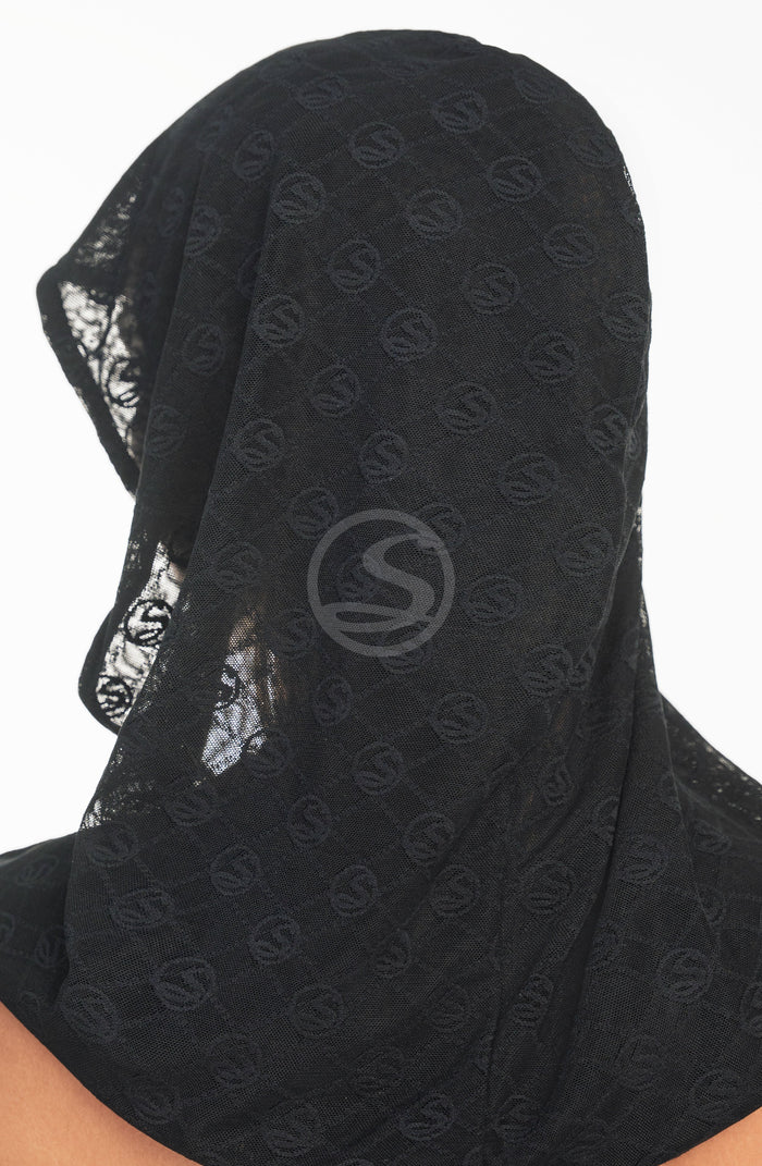 Oasis Black Mesh Turban with Santísimas logo Ref. S-566